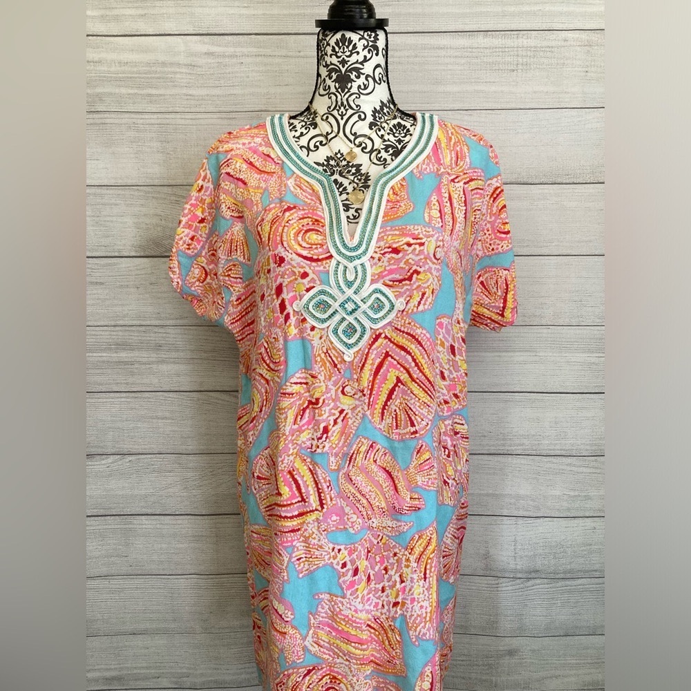 Lilly Pulitzer | Women’s Multi-Colored Fish Print T-Shirt Dress - Picture 1 of 8